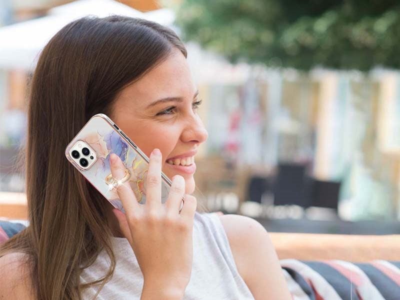 Finger Ring Kickstand Case Cover for iPhone 13 Pro Marble Carousel 2