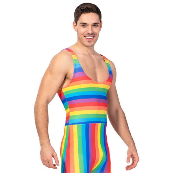 Adult Unisex Rainbow Stripe Unitard Mardi Gras LGBT LGBTQ Pride Gay Carousel 5
