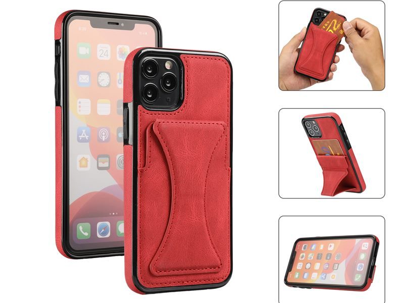PU Leather Magnetic Kickstand Case Cover for iPhone 11 Pro Red Carousel 1