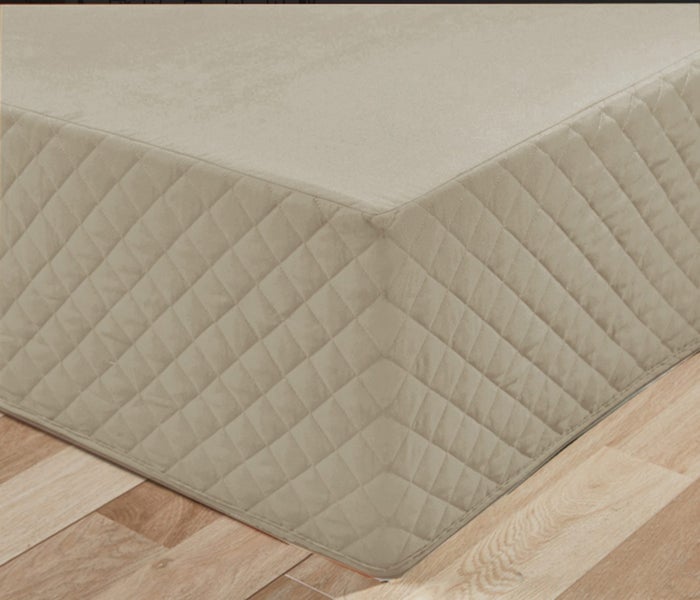 LIVEINSTYLE Quilted Valance KING SINGLE BEIGE FREE DELIVERY Carousel 1