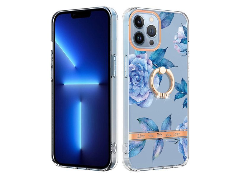 Finger Ring Kickstand Case Cover for iPhone 13 Pro Max Flower Carousel 1