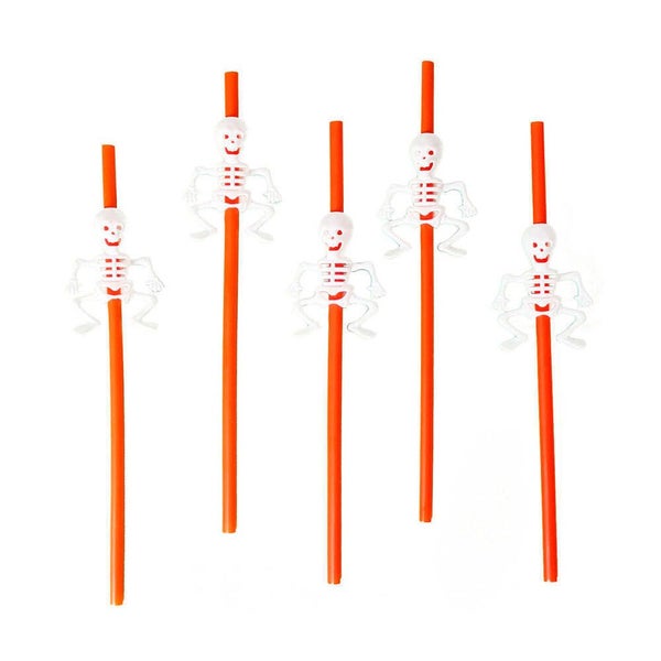 Halloween Party Pumpkin/Skeleton Drinking Straws Festive Spooky Decors - Orange Carousel 1