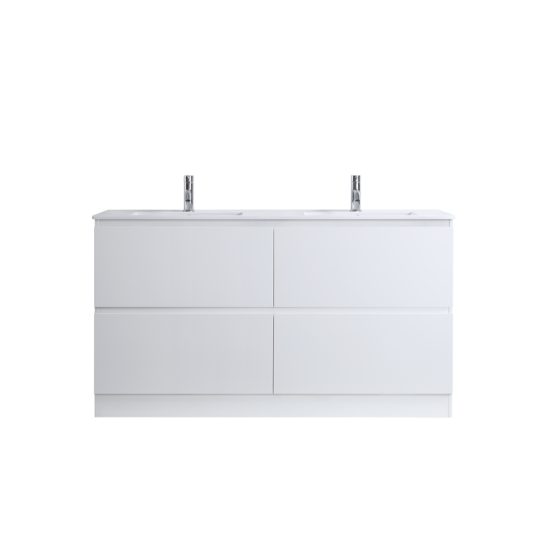 DNF 1500D GLOSSY WHITE Floor Standing Plywood VANITY WITH DOUBLE BASIN Carousel 2