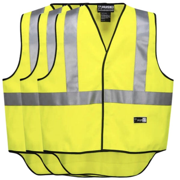 3x HUSKI Hi Vis Patrol Vest 3M Tape Safety Workwear High Visibility Bulk - Ye... Carousel 1
