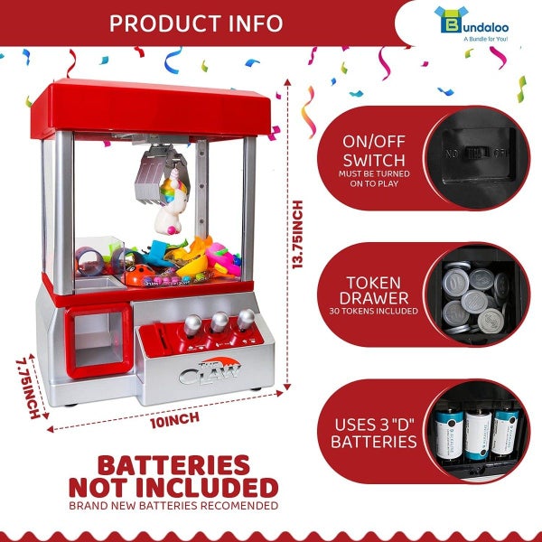Claw Machine Arcade Game with Sound Candy Grabber Prize Dispenser Vending Toy Carousel 2