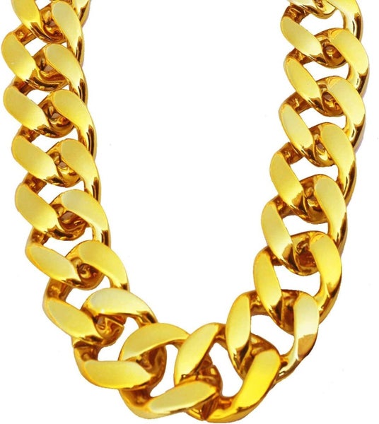 Adjustable Big Links Plastic Gold Color Chain Necklace Chunky Choker Party Co... Carousel 1