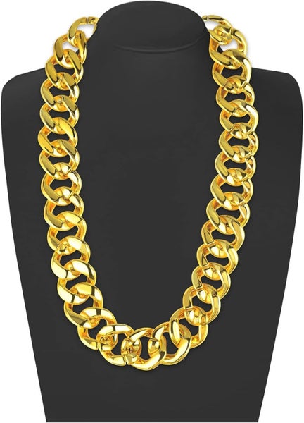 Adjustable Big Links Plastic Gold Color Chain Necklace Chunky Choker Party Co... Carousel 6