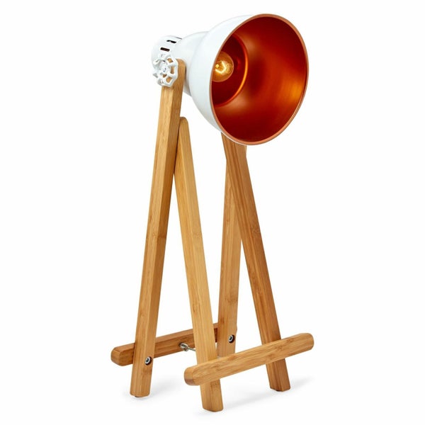 61cm Bamboo Easel Table Lamp Modern Scandi Designer Desk Light Bedroom Office Carousel 1