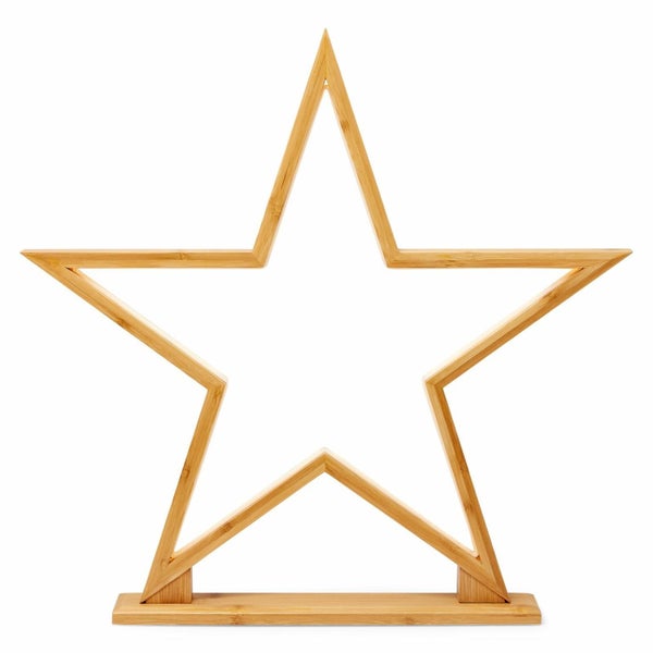 52cm Bamboo Star LED Table Desk Lamp Light Modern Designer - Natural Carousel 1