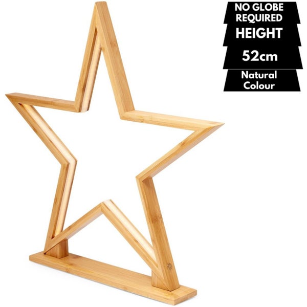 52cm Bamboo Star LED Table Desk Lamp Light Modern Designer - Natural Carousel 2