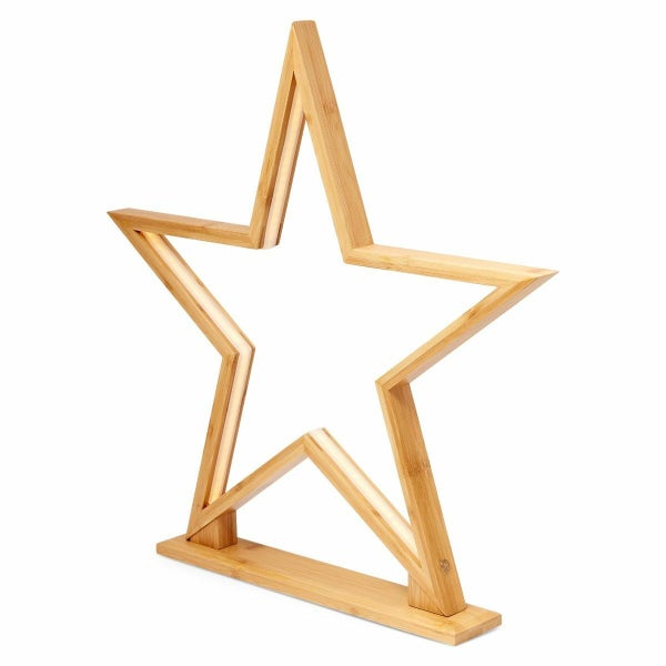 52cm Bamboo Star LED Table Desk Lamp Light Modern Designer - Natural Carousel 6