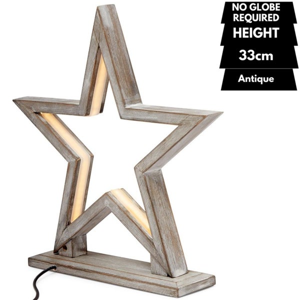 33cm Bamboo Star LED Table Lamp Light Modern Bedside - Antique Timber Carousel 2