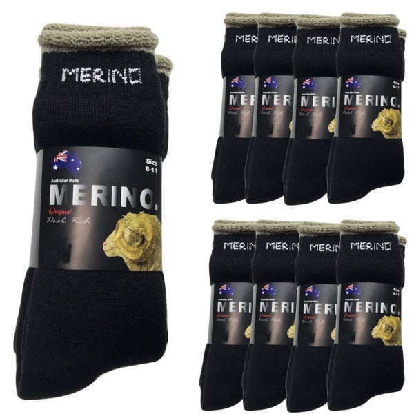 9 Pairs MERINO WOOL SOCKS Mens Heavy Duty Premium Thick Work Socks Cushion BULK Carousel 1