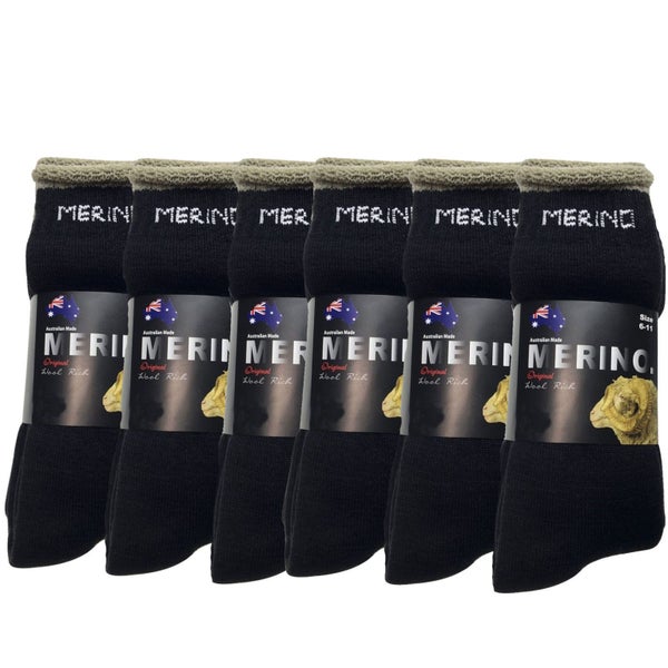 6 Pairs MERINO WOOL SOCKS Mens Heavy Duty Premium Thick Work Socks Cushion BULK Carousel 1