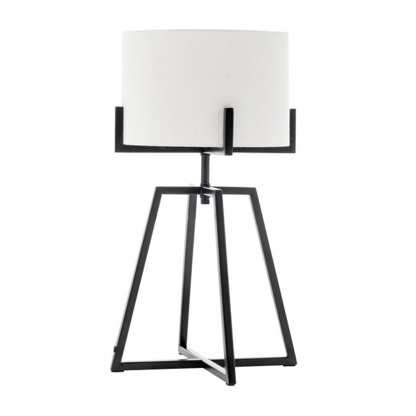 Modern Scandi Metal Dimmable Table Desk Lamp Light w/ Linen Shade - Matte Black Carousel 1