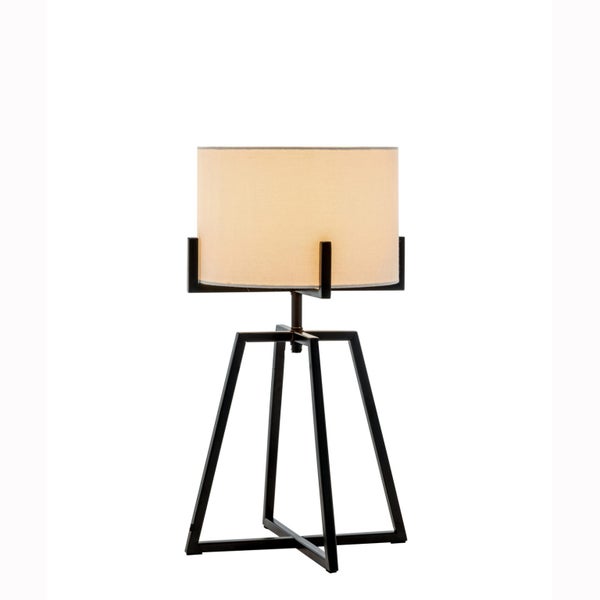 Modern Scandi Metal Dimmable Table Desk Lamp Light w/ Linen Shade - Matte Black Carousel 2