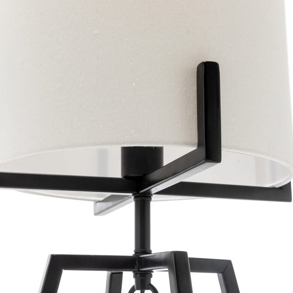 Modern Scandi Metal Dimmable Table Desk Lamp Light w/ Linen Shade - Matte Black Carousel 6
