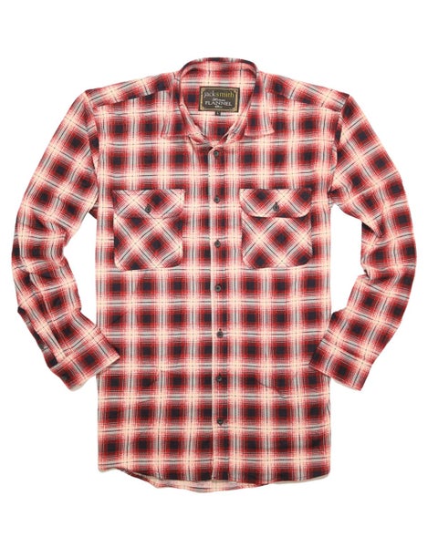 Mens 100% Cotton Flannelette Shirt Long Sleeve Check Authentic Flannel - Red/... Carousel 5