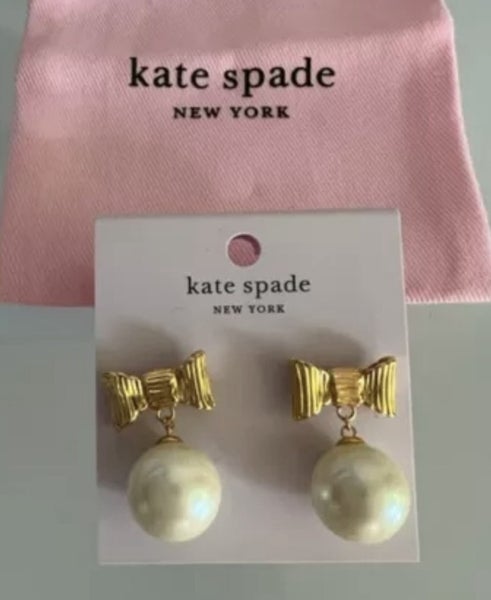 Kate Spade pearl bow earrings - new, vintage Carousel 10