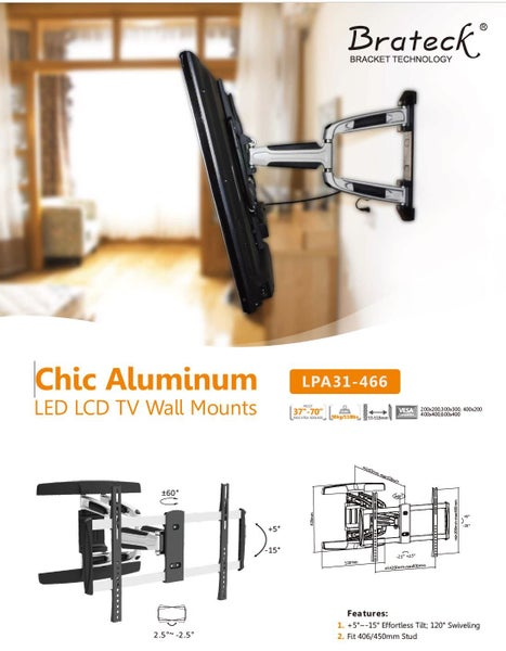 Brateck - Swivel/Tilt TV Bracket LPA31-466 Carousel 1