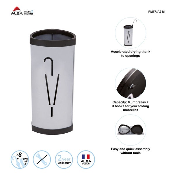 Alba Umbrella Stand / Bin 600 x 260mm Silver Carousel 2
