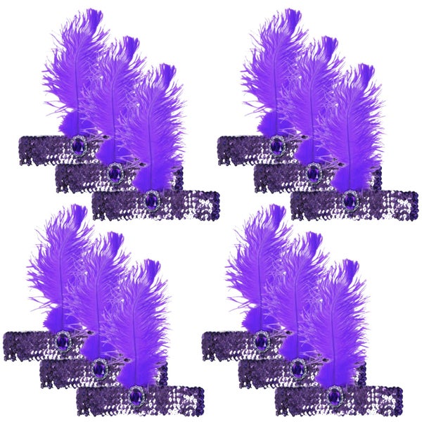 12x 1920s FLAPPER HEADBAND Headpiece Feather Sequin Charleston Gatsby Party B... Carousel 1