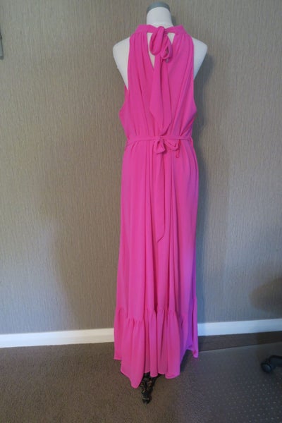 ~NEW~ Pagani *Sz 18* Chiffon Halter Floaty Maxi - Hot Pink Carousel 2