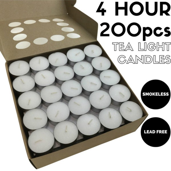 200pcs TEA LIGHT CANDLES 4 Hour Burn Tealight Wedding Smokeless Crystal Wax BULK Carousel 2