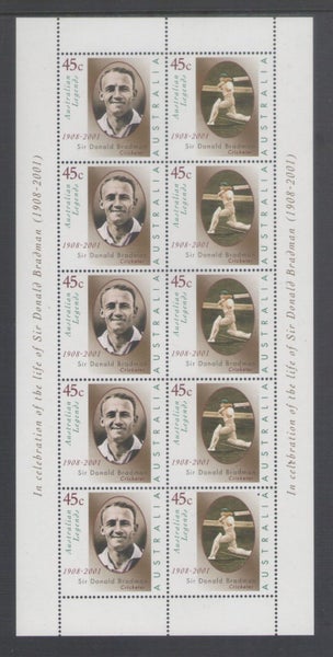 Australia - 2001 Bradman / Cricket Sheetlet - UHM - 2077a Carousel 1