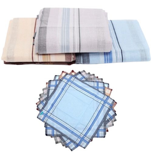 Mens HANDKERCHIEFS 100% Cotton Pocket Square Hanky Handkerchief 35x35cm - 4 H... Carousel 1