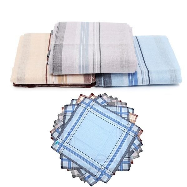 Mens HANDKERCHIEFS 100% Cotton Pocket Square Hanky Handkerchief 35x35cm - 4 H... Carousel 2