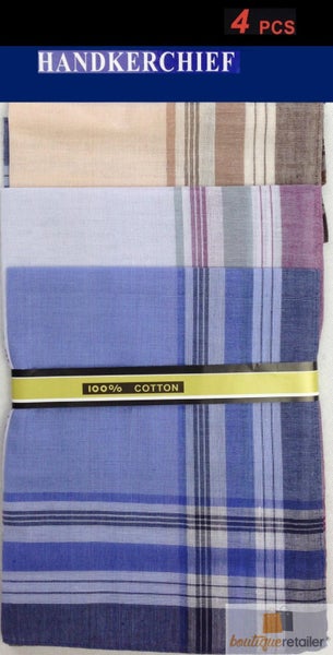 Mens HANDKERCHIEFS 100% Cotton Pocket Square Hanky Handkerchief 35x35cm - 4 H... Carousel 4