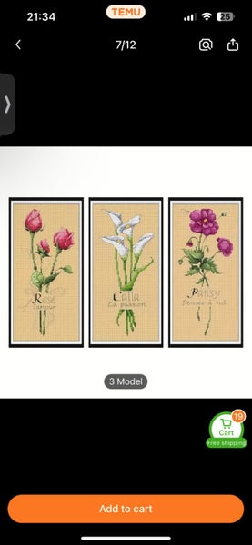 New* Set of 3 -11ct (inked fabric) Carousel 7