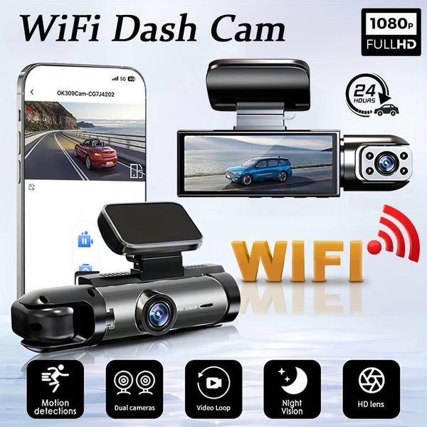 1080P WIFI Dual camera Dash Cam for cars,Front And Inside,car camera with IR ... Carousel 1