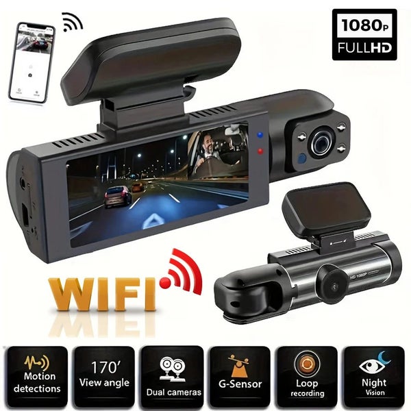 1080P WIFI Dual camera Dash Cam for cars,Front And Inside,car camera with IR ... Carousel 2