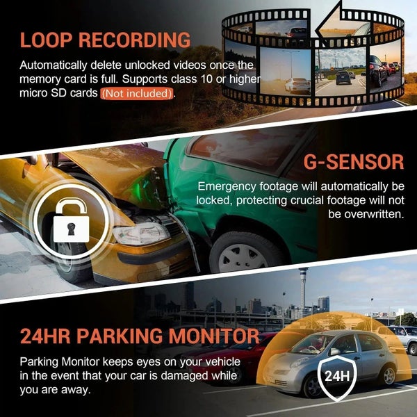 1080P WIFI Dual camera Dash Cam for cars,Front And Inside,car camera with IR ... Carousel 7