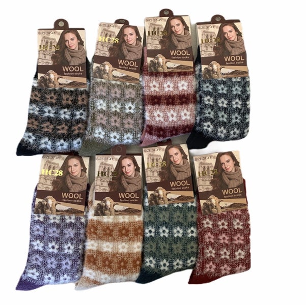 6 Pairs Womens Angora Wool Socks Extra Warm Winter Thermal Soft Carousel 1