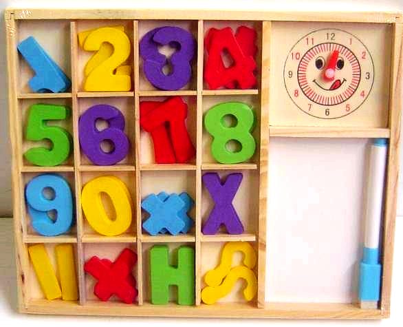 Wooden Numbers, Math Symbols with Clock & Whiteboard - 2 LEFT - NO MORE ORDERED Carousel 1