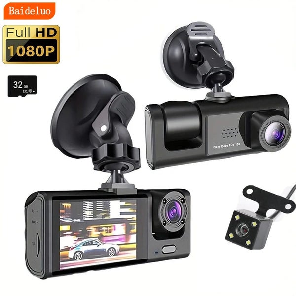 Dash Cam W/ IR Night Vision Loop Recording & 2" IPS Screen 1080P 3 Camera DVR... Carousel 1