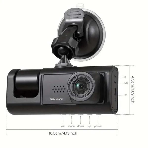 Dash Cam W/ IR Night Vision Loop Recording & 2" IPS Screen 1080P 3 Camera DVR... Carousel 2