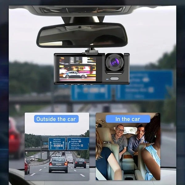 Dash Cam W/ IR Night Vision Loop Recording & 2" IPS Screen 1080P 3 Camera DVR... Carousel 6