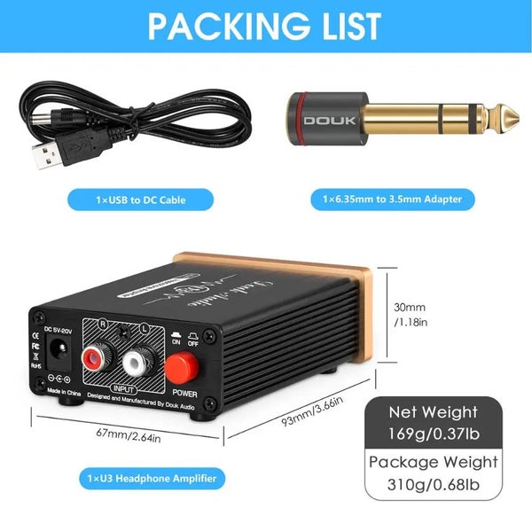 Douk Audio U3 Mini Pure Class A Headphone Amplifier HiFi Ultra-compact Home D... Carousel 6