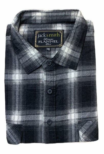 Mens Flannelette Long Sleeve Shirt 100% Cotton Authentic Flannel - Half Placket Carousel 1