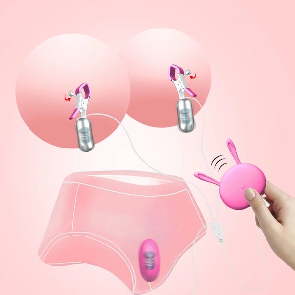 Vibrating Nipple Clamp Vibrator for Women 10 Speed Vibrators Egg Breast Massa... Carousel 2