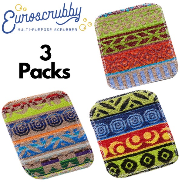3pk EUROSCRUBBY Multi-Purpose Scrubber Cleaning Cloth Bathroom Kitchen Cleaner Carousel 5