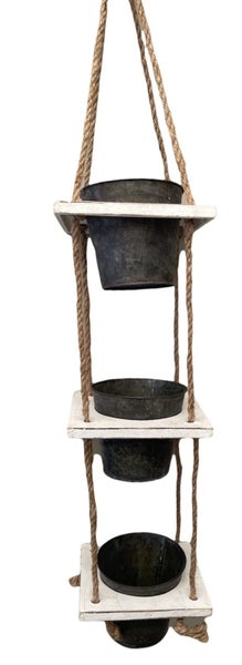 3 TIER TIN HANGING PLANTER - BLACK POTS Carousel 1