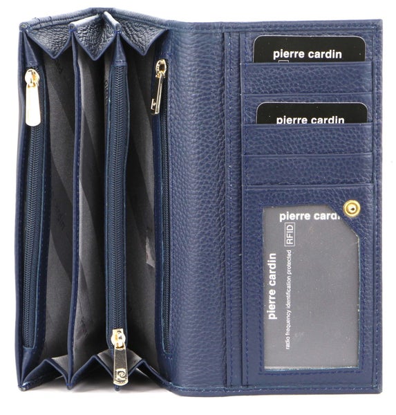 Pierre Cardin Ladies Womens Soft Italian Leather RFID Purse Wallet - Navy Carousel 2