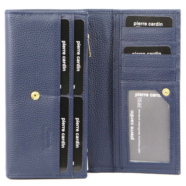 Pierre Cardin Ladies Womens Soft Italian Leather RFID Purse Wallet - Navy Carousel 4