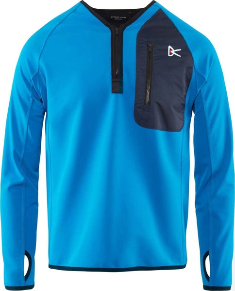 District Vision Mens Rocco Half-Zip Mid Layer Top Neoprene - Electric Blue Carousel 1