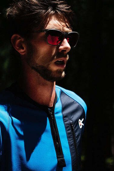 District Vision Mens Rocco Half-Zip Mid Layer Top Neoprene - Electric Blue Carousel 2